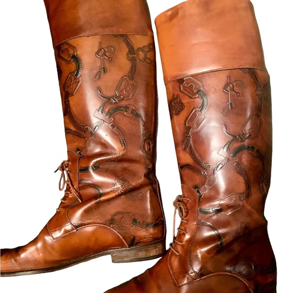 Leather flat pull on boots size 8 - Picture 4 of 6